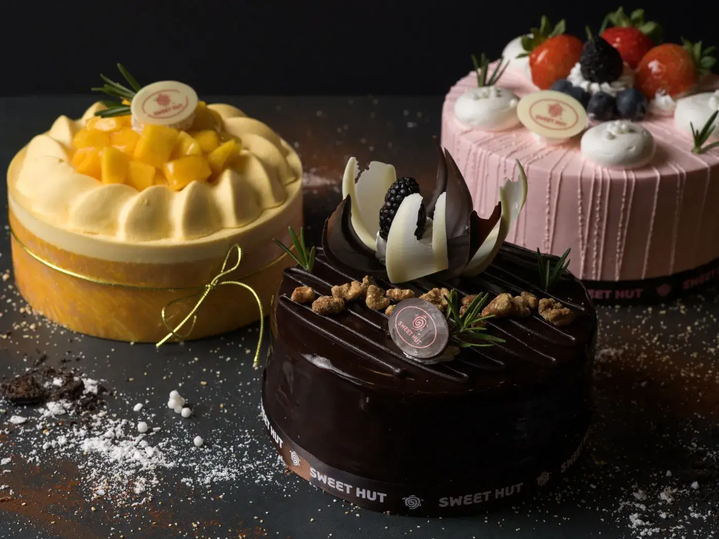 Three custom whole cakes